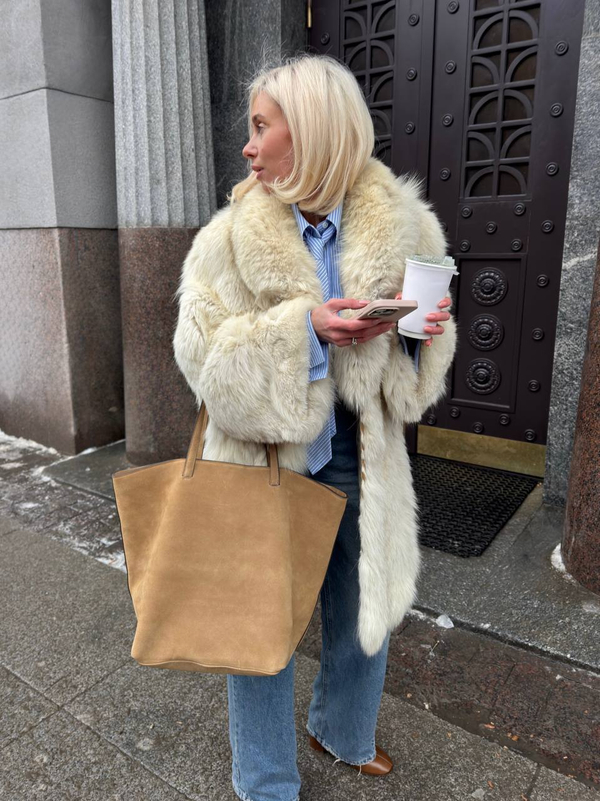 Сумка-шоппер MOVE замша цвета светлой карамели