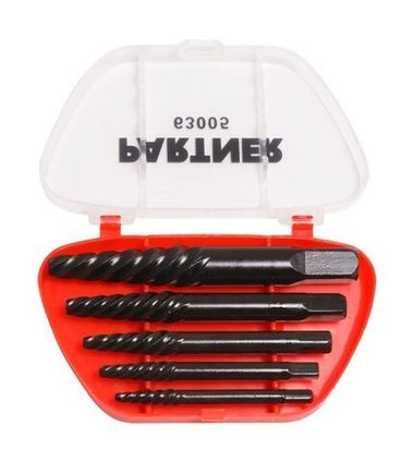 Набор экстракторов резьбы 5пр.(М3-М18, ?:3-6мм, 6-8мм, 8-11мм, 11-14мм, 14-18мм), в пластиковом футляре Partner PA-63005