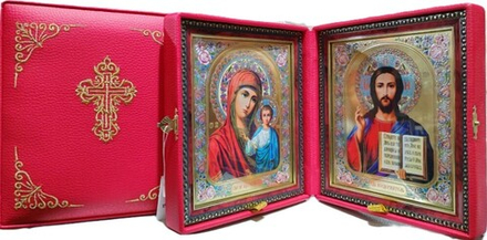 Складень средний красный: экокожа, вышивка (22х19х7) Цв (4505-1462) (Белив)