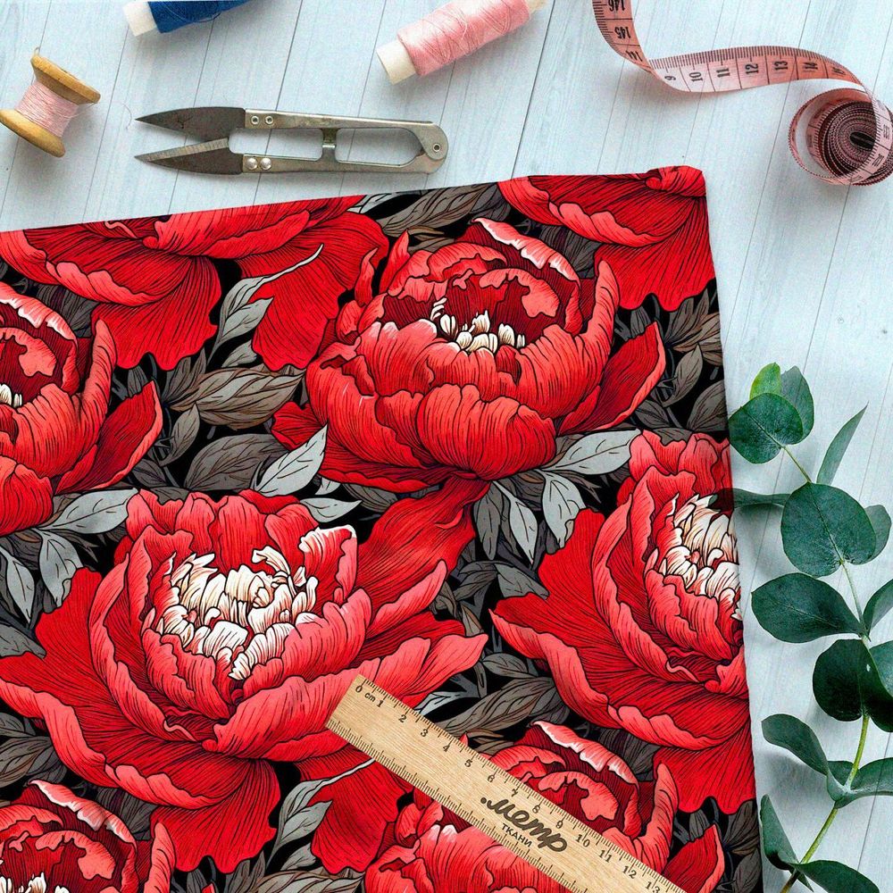 Ткань премиум бифлекс яркая цветочная фантазия