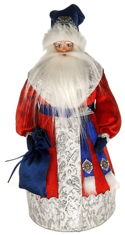 Фарфоровая кукла коллекционная  Дед Мороз c мешком подарков. Новогодняя игрушка под ёлку ручной работы