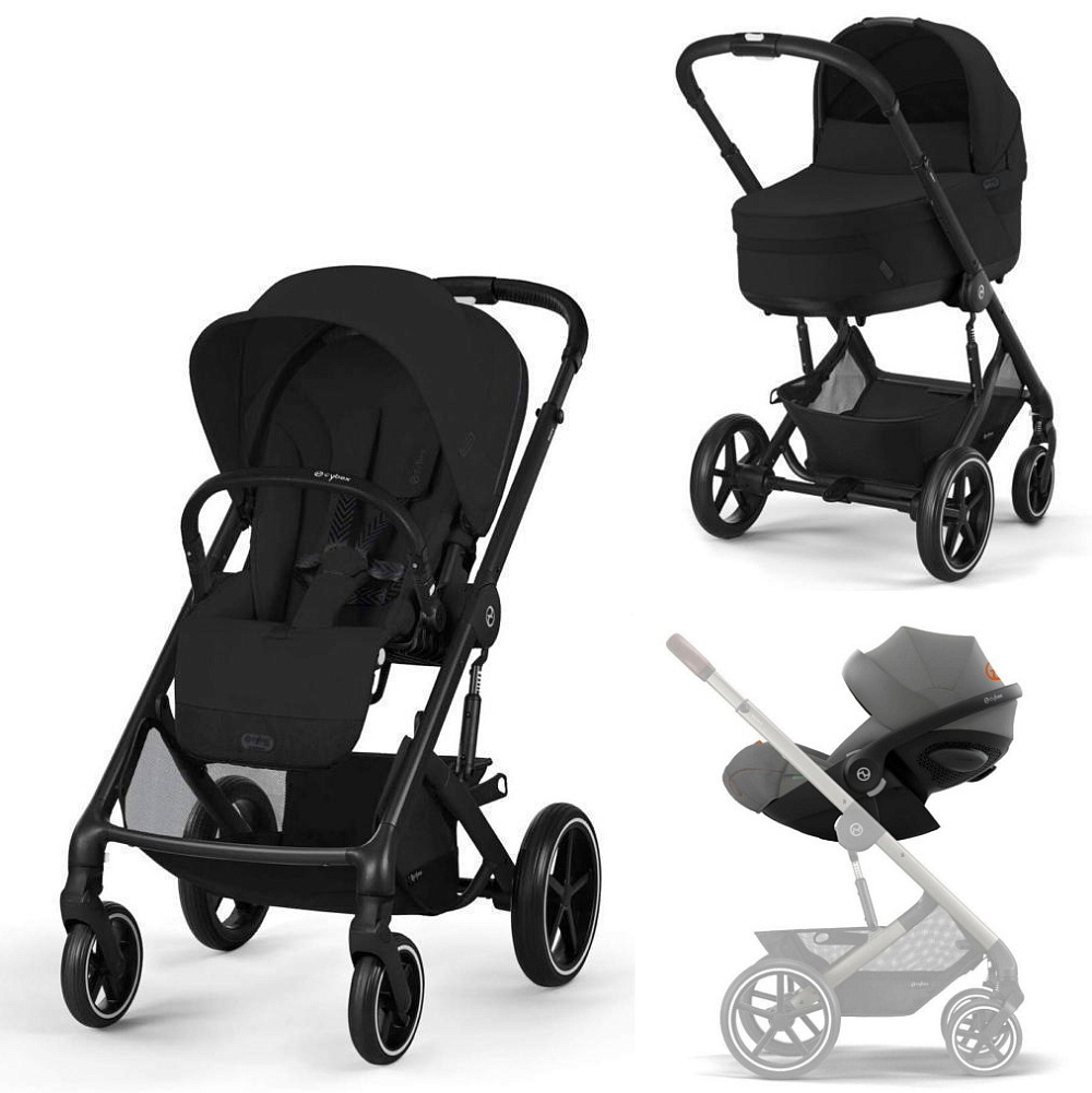 Коляска Cybex Balios S Lux BLK complete Cloud G Lava Grey Plus Base G 4 в 1 Moon Black с дождевиками