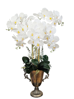 Искусственные орхидеи белые 5 веток в кашпо Антик Сицилия