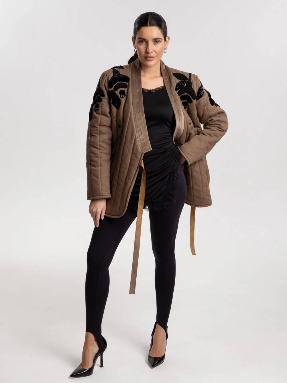 Телогрейка black FLOWERS, хаки