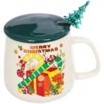 Кружка керамическая 400мл «Новогодние чудеса» с крышкой и ложкой