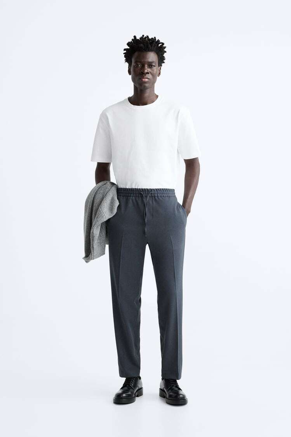 ZARA БРЮКИ-ДЖОГГЕРЫ КОМФОРТНОЙ ПОСАДКИ, СИНИЙ