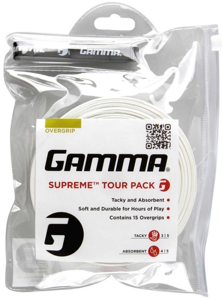 Теннисные намотки Gamma Supreme Tour Pack white 15P