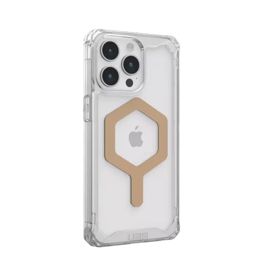 Чехол с поддержкой MAGSAFE Uag Plyo для iPhone 15 Pro MAX 6.7", цвет прозрачный/золото (Ice/Gold)