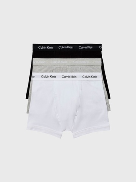Мужские трусы боксеры транки Calvin Klein Cotton Stretch 3 Pack Black / White / Grey