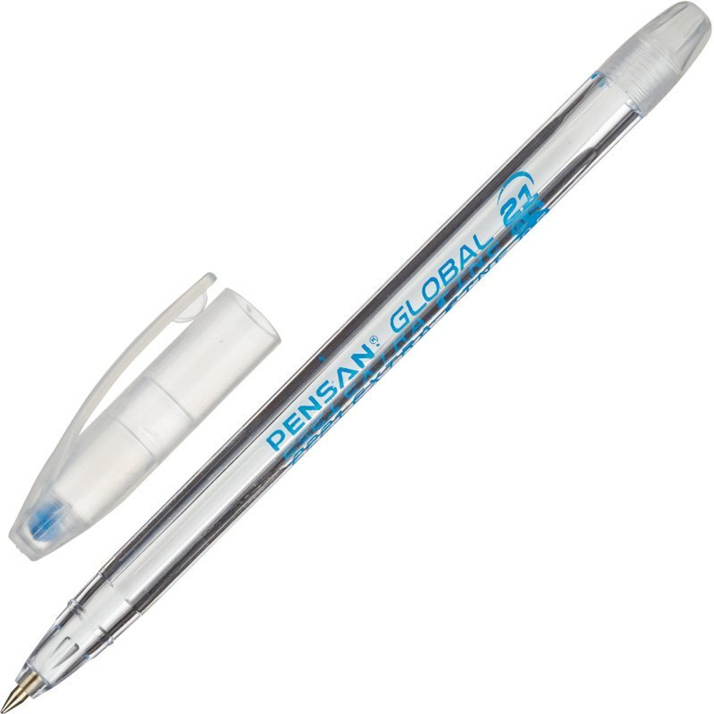 Ручка шариковая PenSan Global-21, синяя, масляная, узел 0,5 мм, линия 0,3 мм