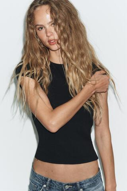 ZARA ТОП С ОТКРЫТОЙ СПИНОЙ И ЗАВЯЗКАМИ, ЧЕРНЫЙ