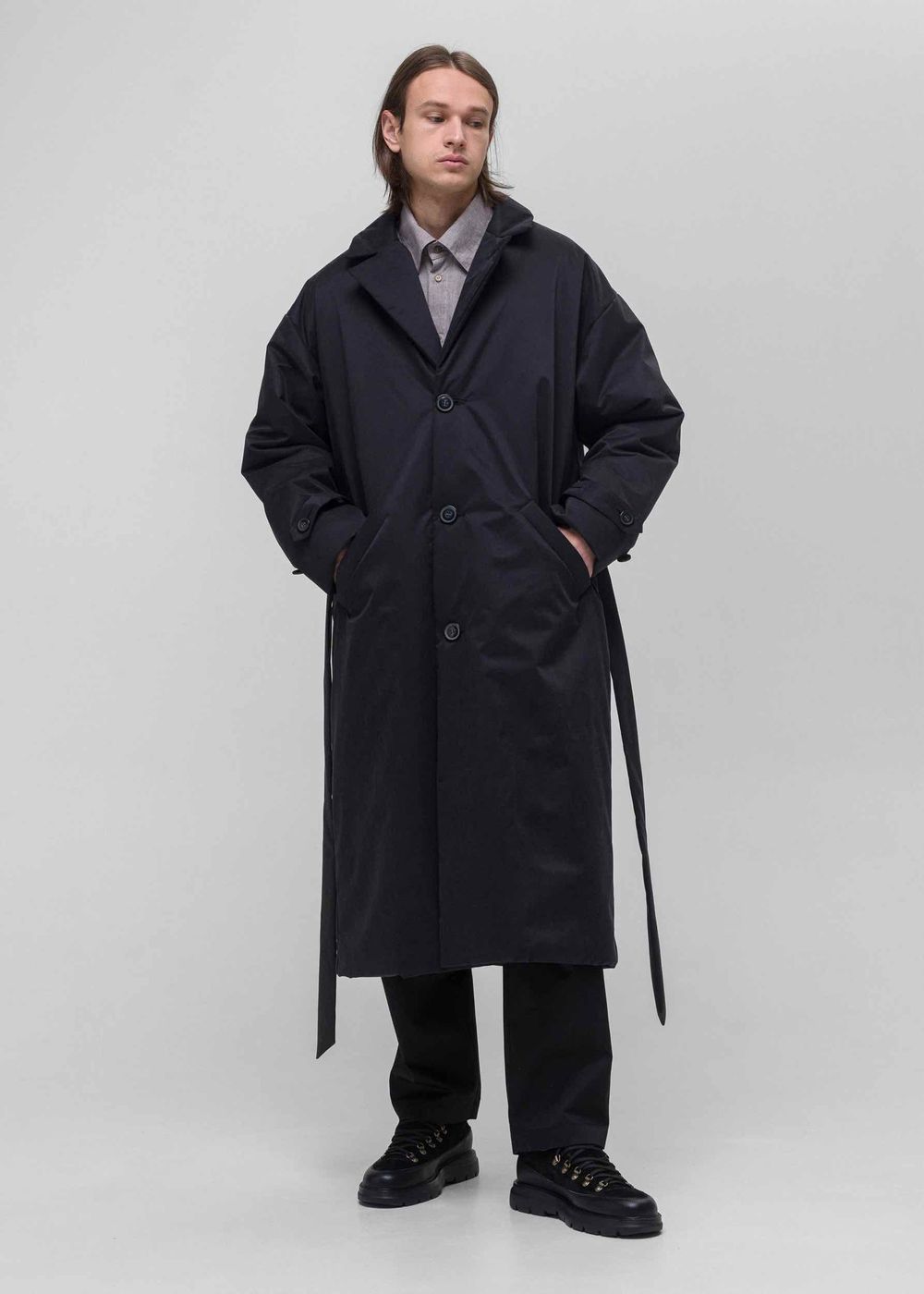 Плащ FOS Утепленный Термофин 200 Мужской Черный