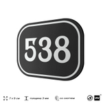 Номерок на дверь квартиры 538, для кабинета, офиса, шильдик 9 х 7 см, черный, Айдентика Технолоджи
