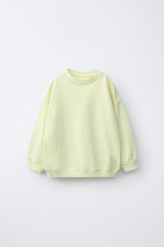 ZARA ОДНОТОННАЯ ТОЛСТОВКА ОВЕРЛОК, ЛАЙМОВЫЙ