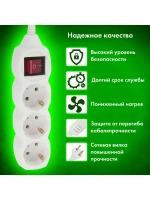 Удлинитель сетевой Sonnen, 3 розетки, 5 метров, c заземлением, выключатель, 10А, белый