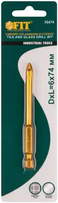 Сверло по кафелю, 4 режущие кромки, титановое покрытие, U-хвостовик