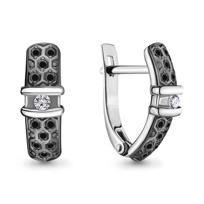 942320Ч Серьги из Золота с бриллиантами из коллекции "Монохром"