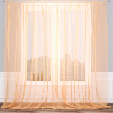 Тюль вуаль на шторной ленте. Персиковый. оптом. Арт. Kv209