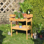 Садовый стол с цинковой столешницей и выдвижными ящиками для пересадки растений и цветов