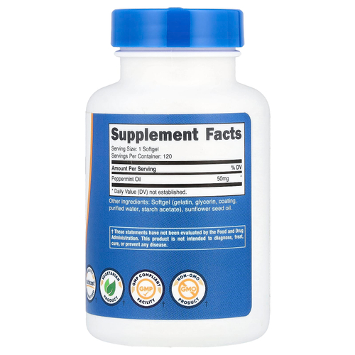 Nutricost, Масло перечной мяты, 50 мг, 120 капсул
