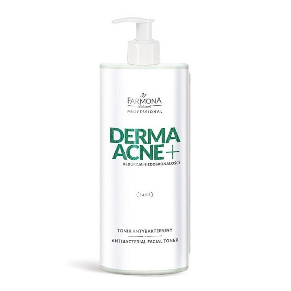 Грушовый антибактериальный тоник для умывания с содержанием AHA кислот Farmona Dermaacne+ Antibacterial facial toner 500мл