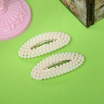 Зажимы для волос 2шт «New collection», овал, цвет белый, 7,5*3,2см