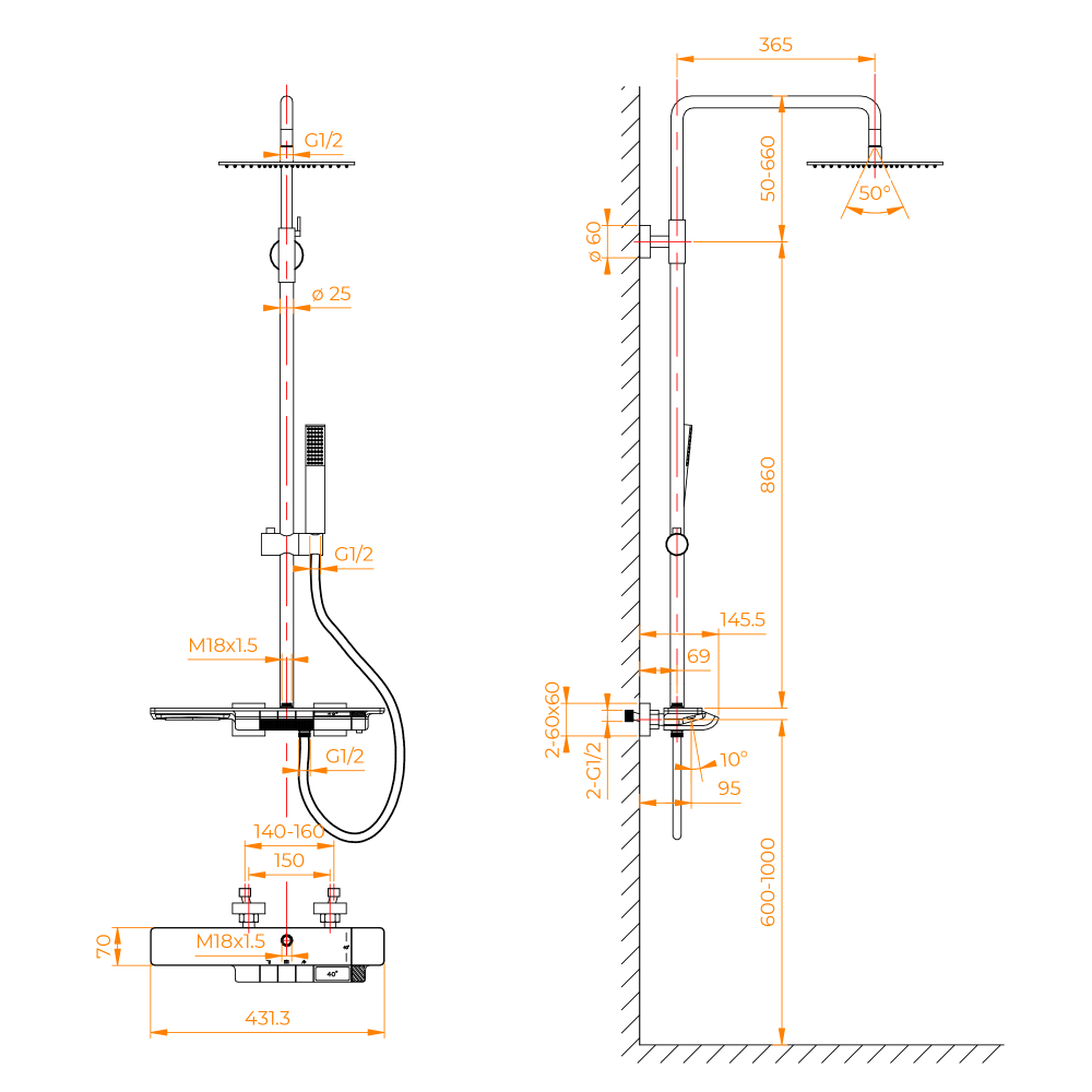 Душевая система RGW SP-34Gb
