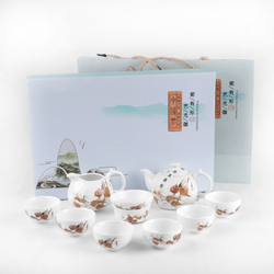 266093Y2 УЦЕНКА Сервиз  "Осень"  чайник 250мл+сл+сито+6п 50мл, фарфор