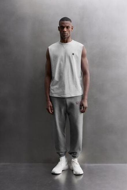 ZARA МАЙКА С ВЫШИВКОЙ, СЕРЫЙ МЕЛАНЖ