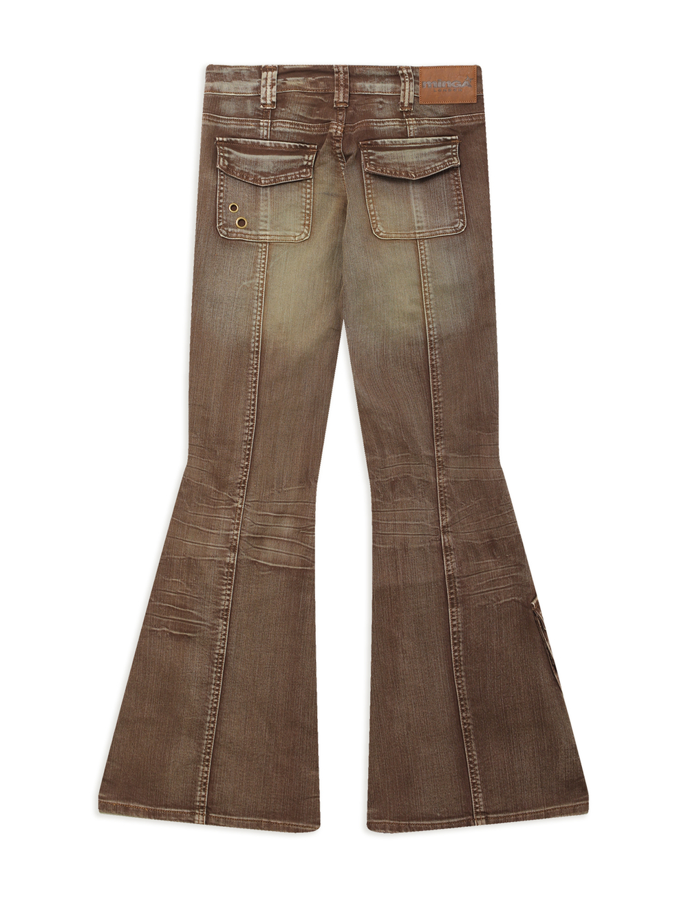 Джинсы (Regular Fit) Brown Washed  Multipocket Flare Jeans