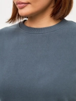 Свитшот оверсайз утепленный с рукавами 3/4 серый