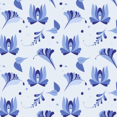 Цветы в  технике Гжель