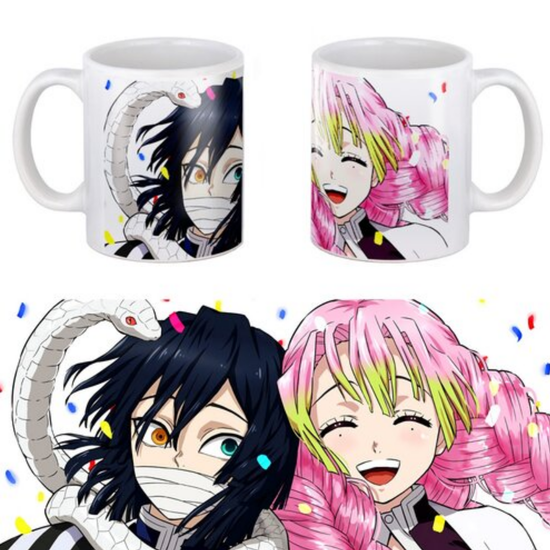 Кружка керамическая Клинок, рассекающий демонов Мицури и Обанай Demon Slayer , 330 мл