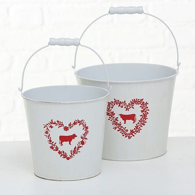 Набор из 2-х декоративных ведер "Корова" 17х17см/18х22см