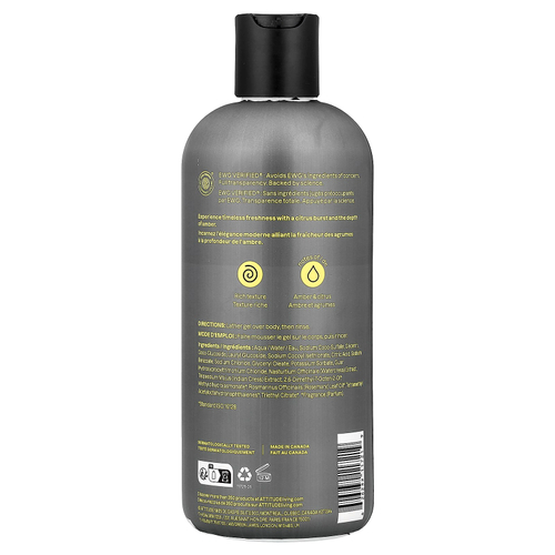 ATTITUDE, Super Leaves™, гель для душа, для мужчин, янтарь и цитрус, 415 мл (14 жидк. унций)