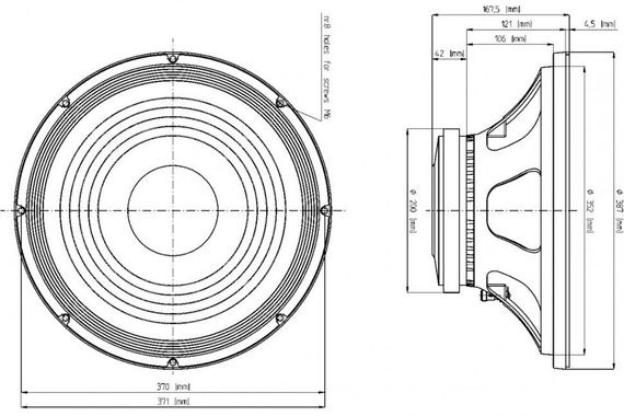 EighteenSound 15MB700/8 динамик, диаметр 15 дюймов, 400Вт