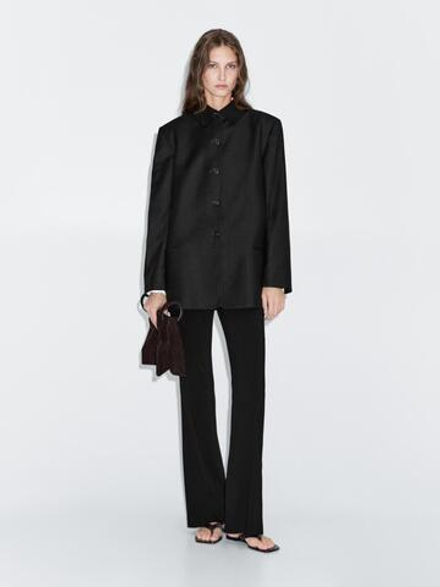 Massimo Dutti Короткое пальто с контрастным воротником, темно-серый