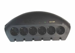 Сетевой фильтр с реле контроля напряжения сети, защита от 380В VEKTOR F50e 1,8м черный