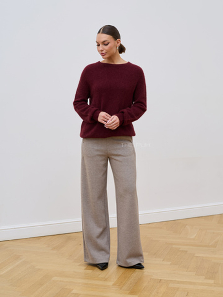 Бежевые брюки из плотного трикотажа