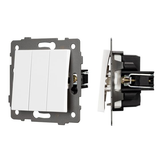 Механизм выключателя трехклавишный непроходной SWT-MK03-PL-WH-V (250V, 10A) Arlight 049896