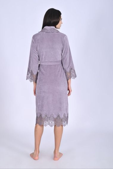 Халат женский велюровый 0519 серый NUSA Турция