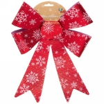 Бант на ёлку «Снежинка» 38*27 см, Красный