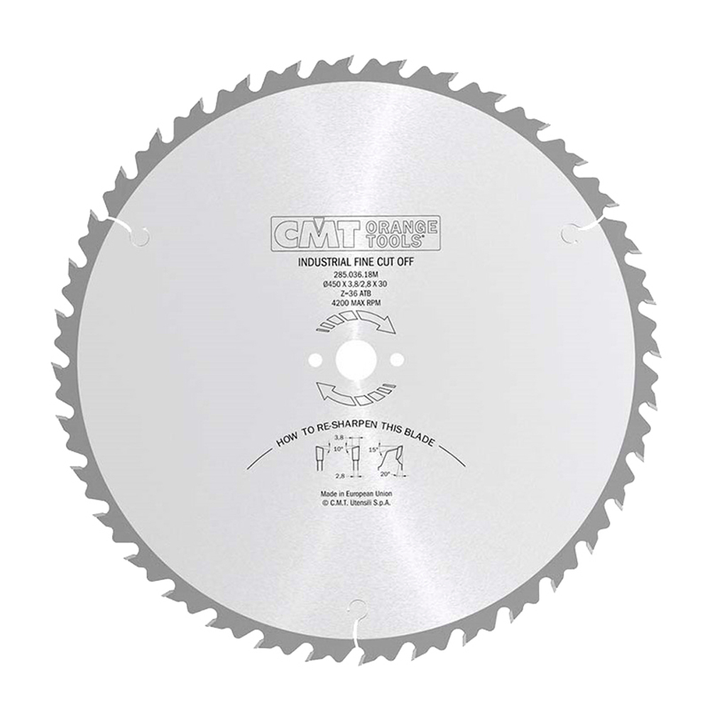 Диск пильный 450x30x3,8/2,8 20° 10° ATB Z=36 CMT 285.036.18M