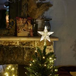 ULD-H1515-010-STB-2AA WARM WHITE STAR-2 Украшение светодиодное для ёлки Звезда-2. 15см. на батарейках не в-к. 10 светодиодов. Теплый белый свет. Прозрачный провод. TM Uniel.