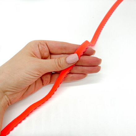 Резинка отделочная с фестончатым краем ОРАНЖЕВЫЙ НЕОН, 10мм