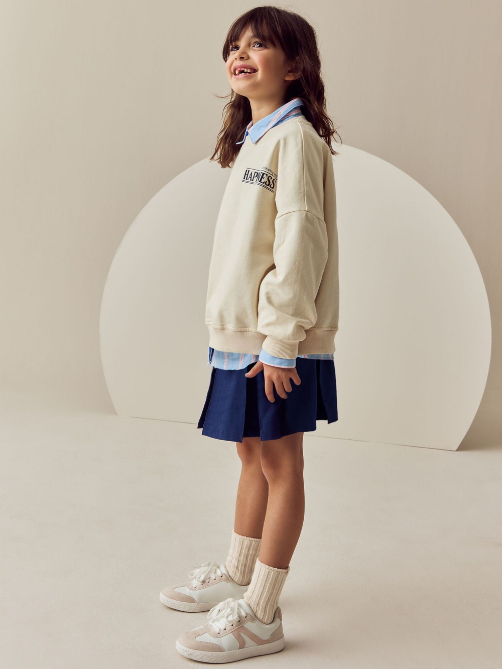 Толстовка и юбка в комплекте для девочки Next E45-365, Бежевый, Синий
