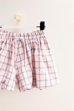 ZARA TIMELESS - ШОРТЫ-БЕРМУДЫ В КЛЕТКУ, РОЗОВЫЙ