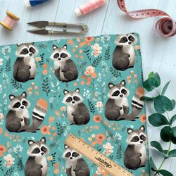 Ткань премиум бифлекс милые еноты