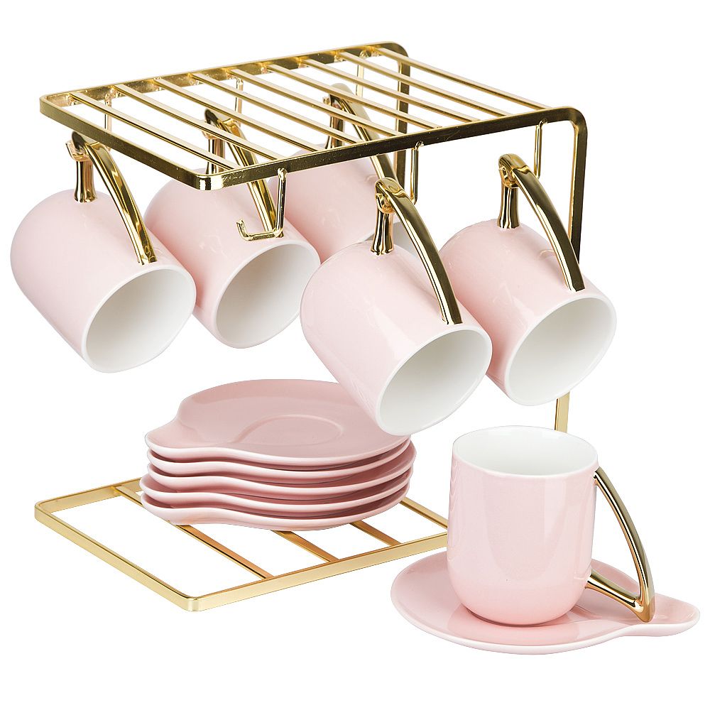 Чайный набор на металлической подставке 12пр. " . Pink" (6 персон) v=240 мл (подарочная уп