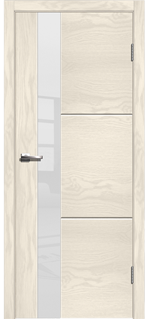 Межкомнатная дверь Турин 01 / Цвет Ясень белый / Стекло "Лакобель белое" / Двери Верда